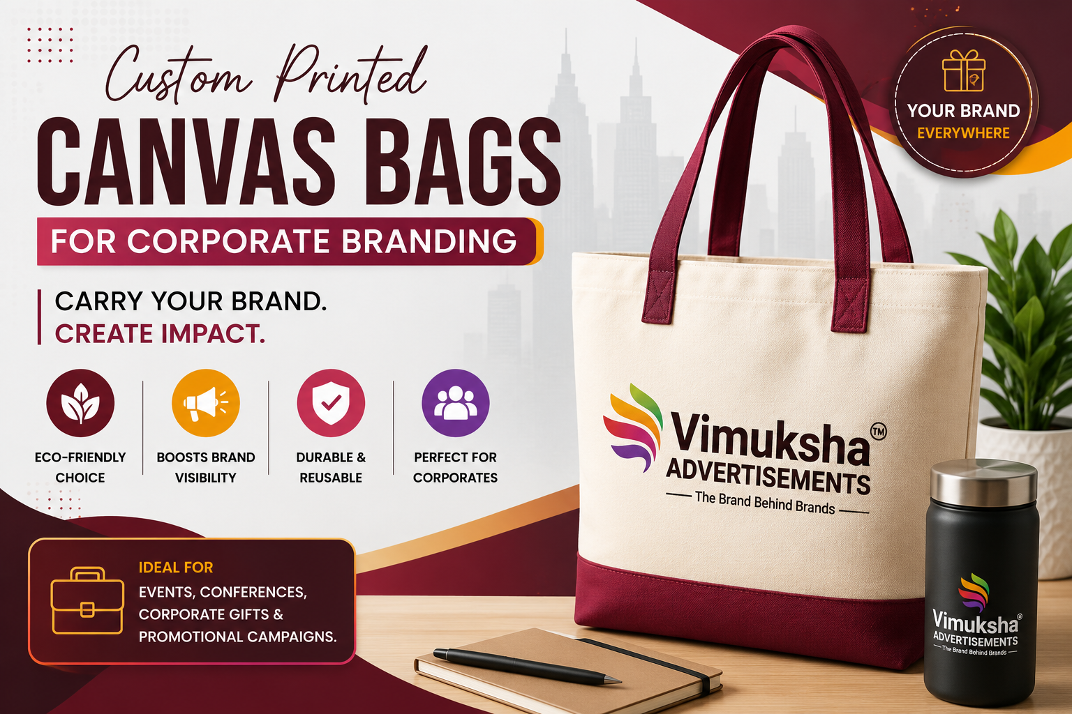 Vimuksha Advertisement promotional bags with custom printing for corporate branding and business promotions