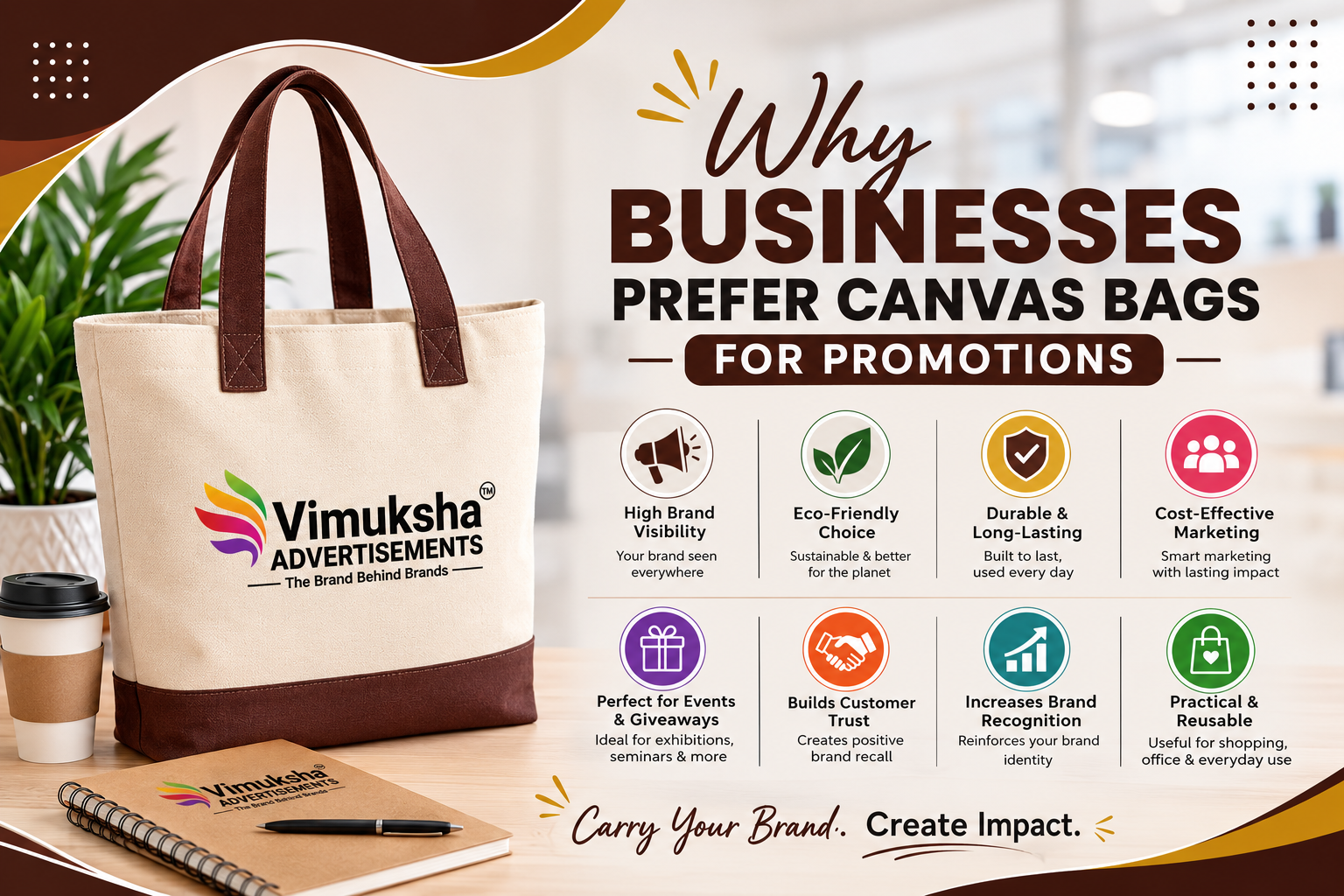 Canvas bags for promotions with custom branding for business marketing